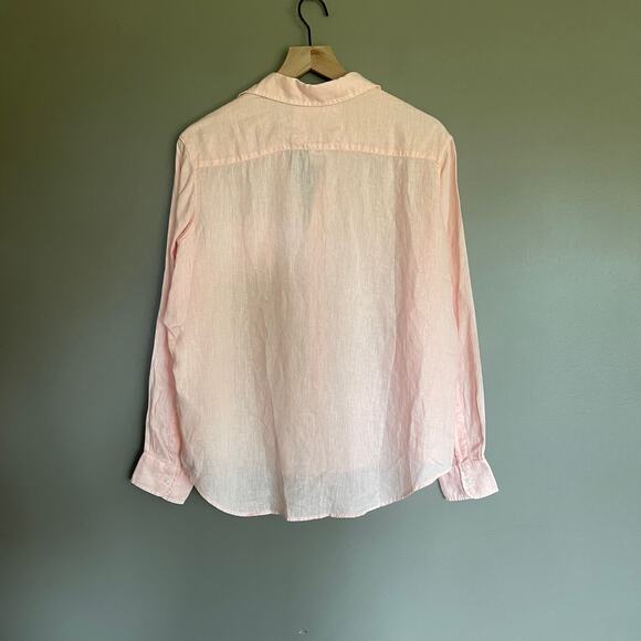 FRANK & EILEEN Eileen Relaxed Button-Up Shirt Peach Linen Size Small Casual Chic - Picture 12 of 16